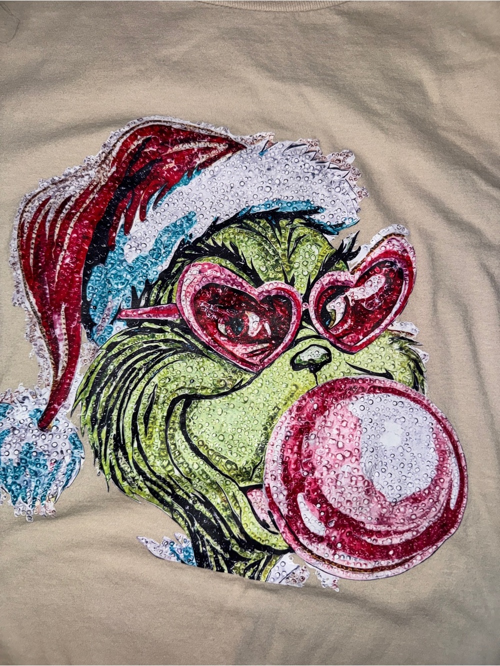 Gildan Beige Tee with Colorful Grinch Graphic - Picture 2 of 8